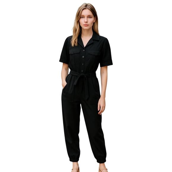 Mod X Utility Jogger Jumpsuit Stretch Medium Black Streetwear Modern - Picture 15 of 16